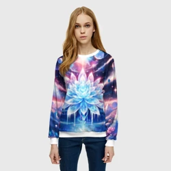 Женский свитшот 3D Космический цветок из льда - эзотерический лотос - фото 2