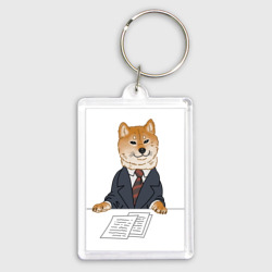 Брелок прямоугольный 35*50 Деловой сиба ину, мем