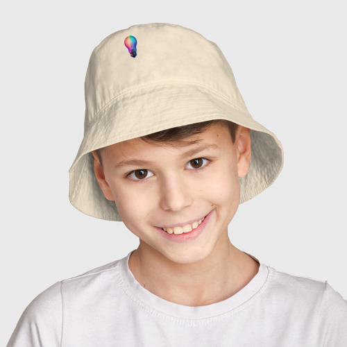 Детская панама хлопок с принтом Радужная электрическая лампочка, фото на моделе #1