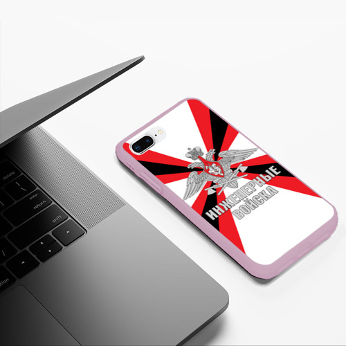 Чехол для iPhone 7Plus/8 Plus матовый Инженерные войска РФ, цвет розовый - фото 5