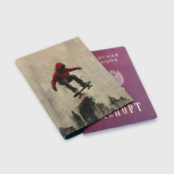 Обложка для паспорта матовая кожа Летящий скейтер  - фото 2