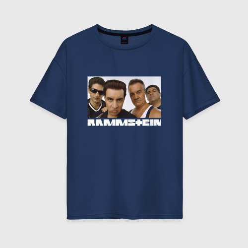 Женская футболка из хлопка оверсайз с принтом Rammstein x Sopranos, вид спереди №1