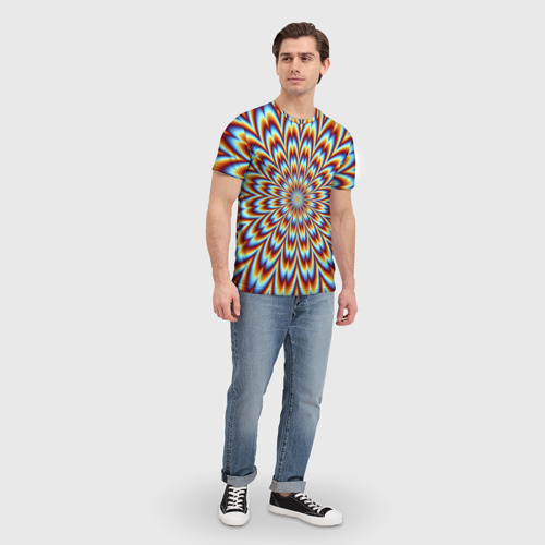 Мужская футболка 3D Оптическая иллюзия в виде цветка, цвет 3D печать - фото 5