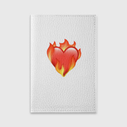Обложка для паспорта матовая кожа Сердце в огне эмодзи 