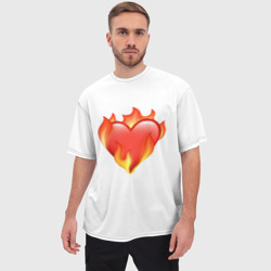 Мужская футболка oversize 3D Сердце в огне эмодзи  - фото 2