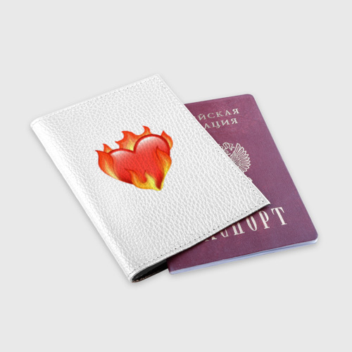 Обложка для паспорта матовая кожа Сердце в огне эмодзи , цвет пыльно-розовый - фото 3