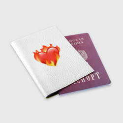 Обложка для паспорта матовая кожа Сердце в огне эмодзи  - фото 2