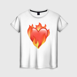 Женская футболка 3D Сердце в огне эмодзи 
