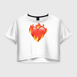 Женская футболка Crop-top 3D Сердце в огне эмодзи 