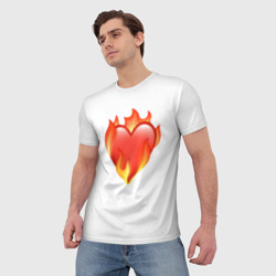 Мужская футболка 3D Сердце в огне эмодзи  - фото 2