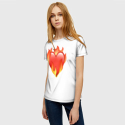 Женская футболка 3D Сердце в огне эмодзи  - фото 2