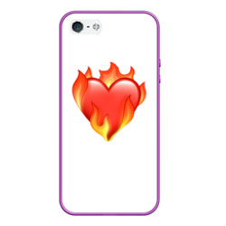 Чехол для iPhone 5/5S матовый Сердце в огне эмодзи 