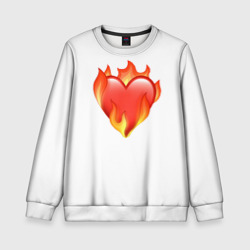Детский свитшот 3D Сердце в огне эмодзи 