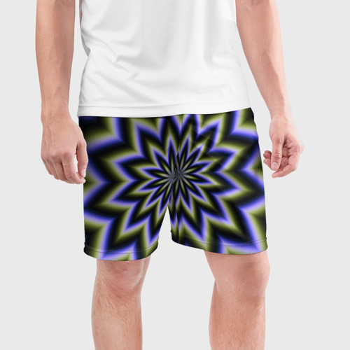 Мужские шорты спортивные с принтом Оптическая иллюзия в виде звезды, фото на моделе #1