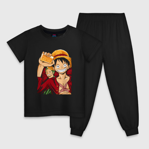 Детская пижама хлопок с принтом One piece x fight club, вид спереди #2