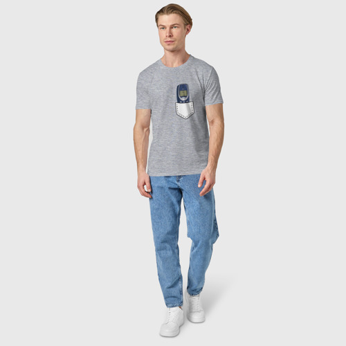 Мужская футболка хлопок Нокиа в кармашке стиль 2000 х, цвет меланж - фото 5