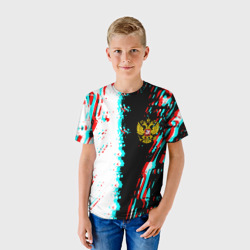 Детская футболка 3D Россия глитч краски текстура спорт - фото 2