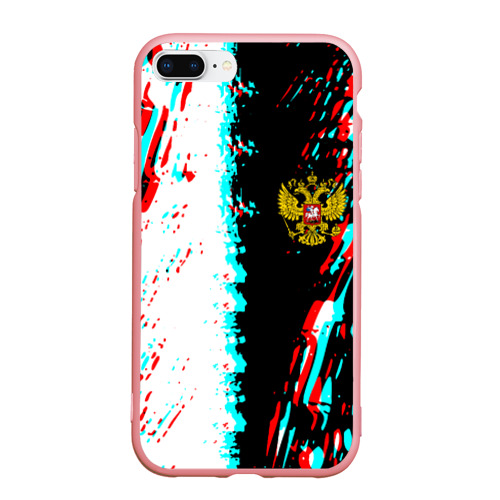 Чехол для iPhone 7Plus/8 Plus матовый с принтом Россия глитч краски текстура спорт, вид спереди #2