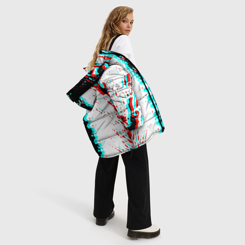 Женская зимняя куртка 3D с принтом Россия глитч краски текстура спорт, вид сбоку #3