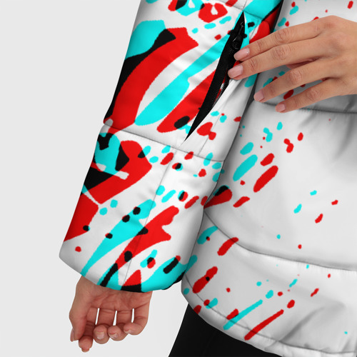 Женская зимняя куртка 3D с принтом Россия глитч краски текстура спорт, фото #4