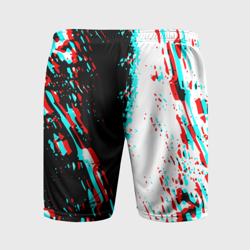Мужские шорты спортивные с принтом Россия глитч краски текстура спорт, вид сзади #1
