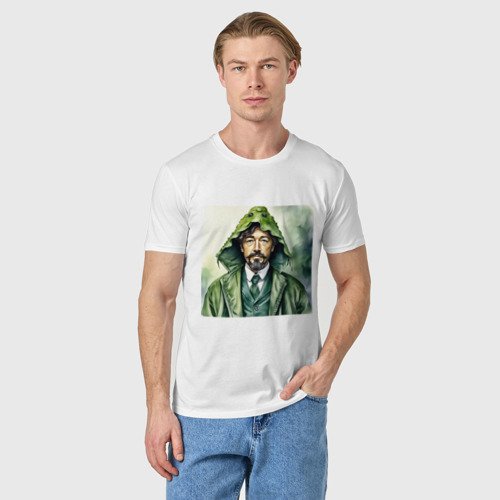 Мужская футболка хлопок с принтом Чехов в кигуруми крокодил, фото на моделе #1