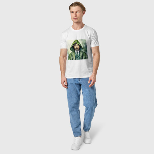Мужская футболка хлопок с принтом Чехов в кигуруми крокодил, вид сбоку #3