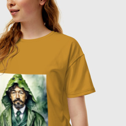 Женская футболка хлопок Oversize Чехов в кигуруми крокодил  - фото 2