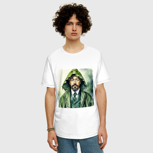 Мужская футболка хлопок Oversize с принтом Чехов в кигуруми крокодил, фото на моделе #1