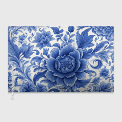 Флаг 3D Синие цветы гжель