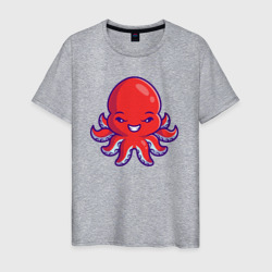 Красный осьминожка – Мужская футболка хлопок с принтом купить со скидкой в -20%