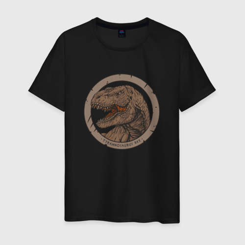 Мужская футболка хлопок с принтом Тираннозавр rex, вид спереди #2