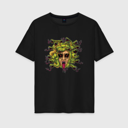 Женская футболка хлопок Oversize Медуза Горгона змеи