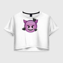 Женская футболка Crop-top 3D  Демон эмодзи 