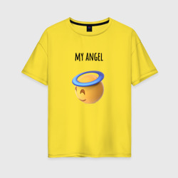 Женская футболка хлопок Oversize Мой ангел эмодзи