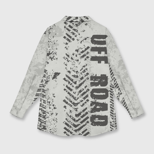 Женская рубашка oversize 3D с принтом Бездорожье - следы, вид сзади #1