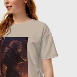 Женская футболка хлопок Oversize Сага о Винланде Торфинн с кинжалами - фото 2