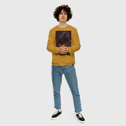 Мужской свитшот хлопок Сага о Винланде Торфинн с кинжалами, цвет горчичный - фото 5