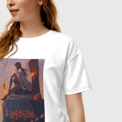 Женская футболка хлопок Oversize Врата Штейна Курису Макисэ на машине времени - фото 2
