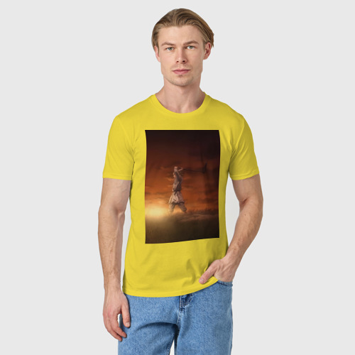 Мужская футболка хлопок Сага о Винланде Торфинн возделывает поле, цвет желтый - фото 3