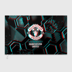 Флаг 3D Manchester United FC в стиле glitch на темном фоне