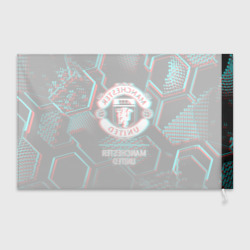 Флаг 3D Manchester United FC в стиле glitch на темном фоне - фото 2