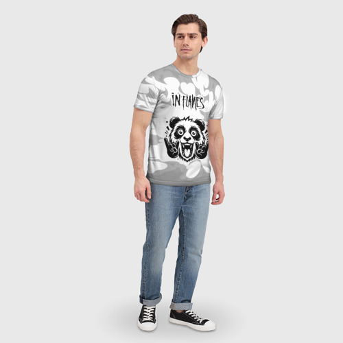 Мужская футболка 3D In Flames рок панда на светлом фоне, цвет 3D печать - фото 5