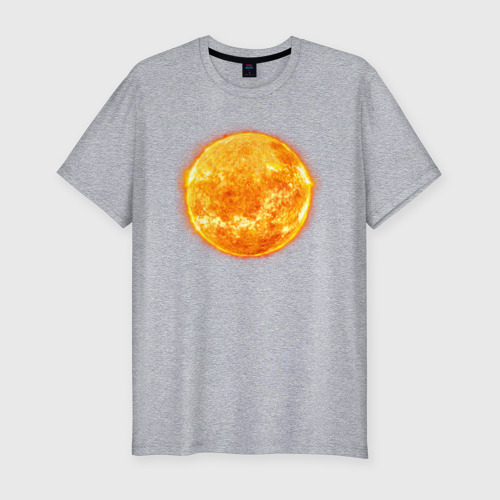 Мужская футболка хлопок Slim с принтом Яркое огненное солнце, вид спереди #2