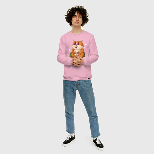 Мужской свитшот хлопок Корги геймер, цвет светло-розовый - фото 5