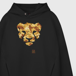 Худи с принтом Леопард в камуфляже с логотипом для мужчины, вид на модели спереди №3. Цвет основы: черный