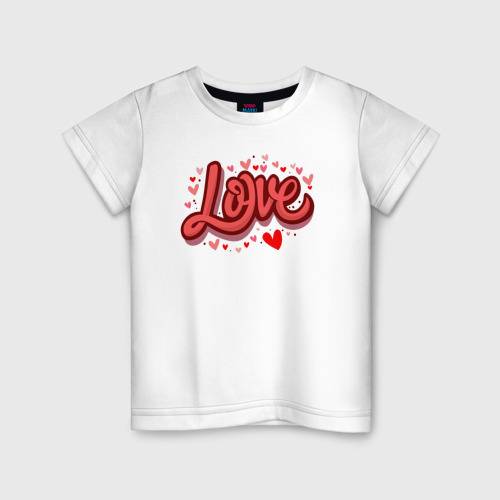 Детская футболка из хлопка с принтом Любовь имя или слово, вид спереди №1