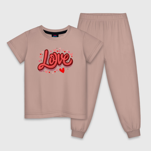 Детская пижама хлопок Любовь имя или слово, цвет пыльно-розовый