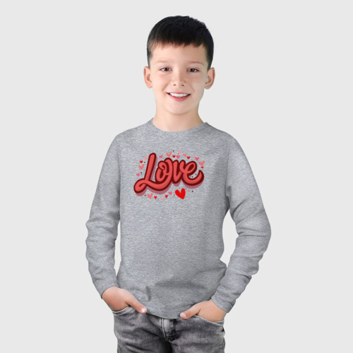 Детский лонгслив хлопок с принтом Любовь имя или слово, фото на моделе #1