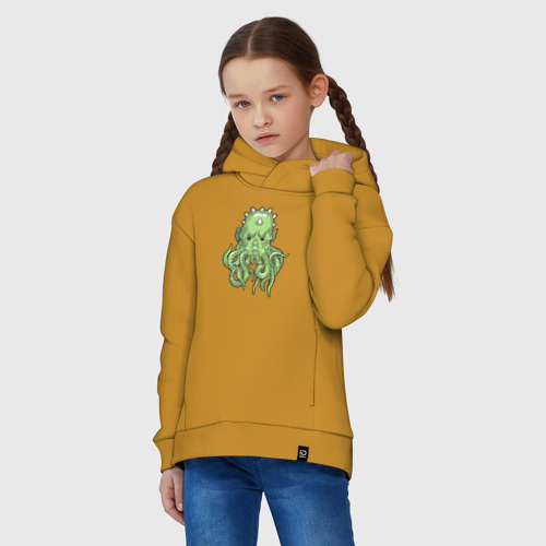 Детское худи Oversize хлопок Green octopus, цвет горчичный - фото 3